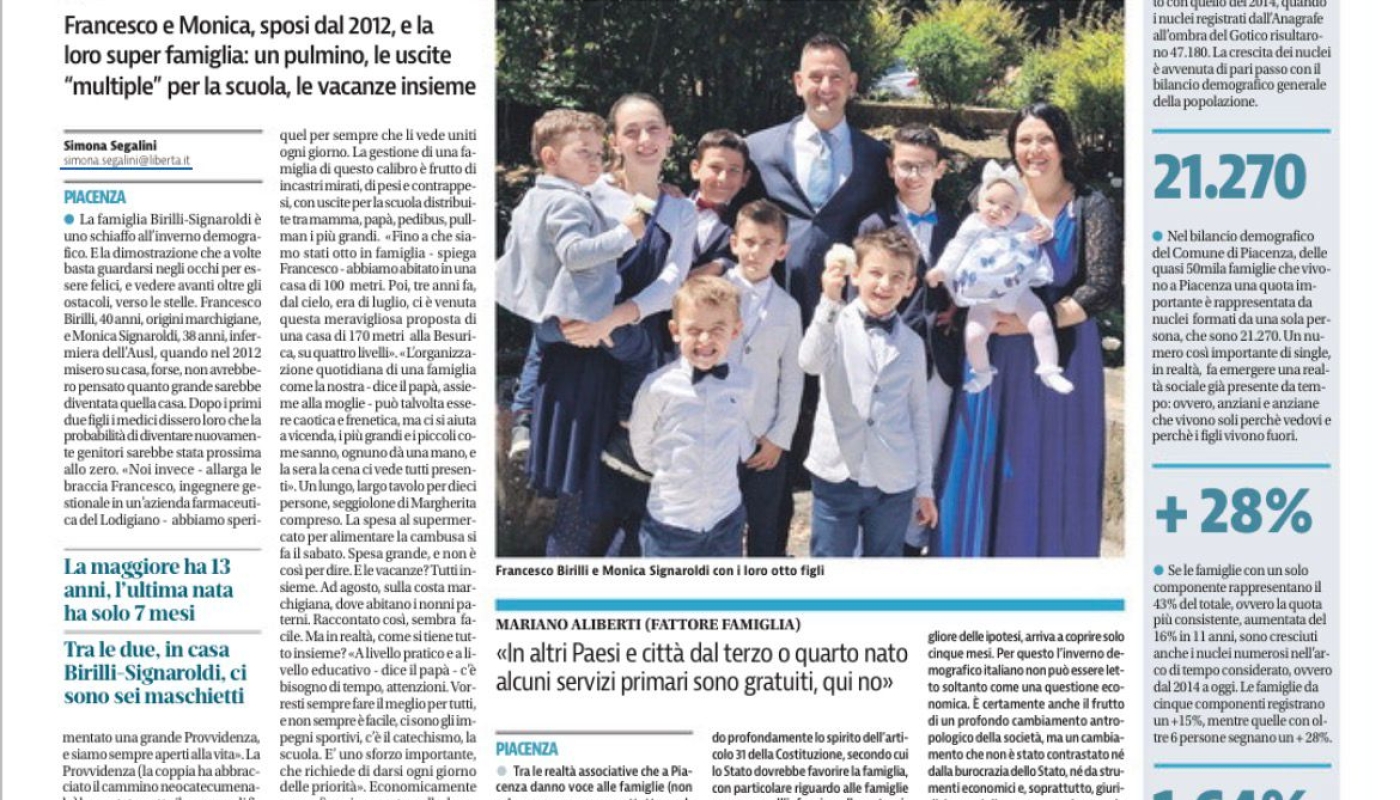 Il Presidente di Fattore Famiglia sul quotidiano la LIbertà di Piacenza intervistato sulle politiche familiari